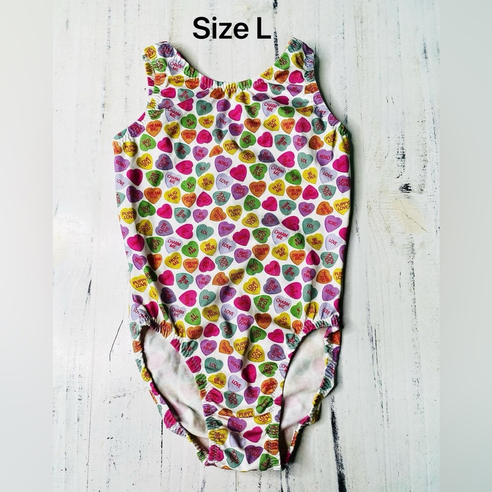 Like new candy hearts leotard youth large